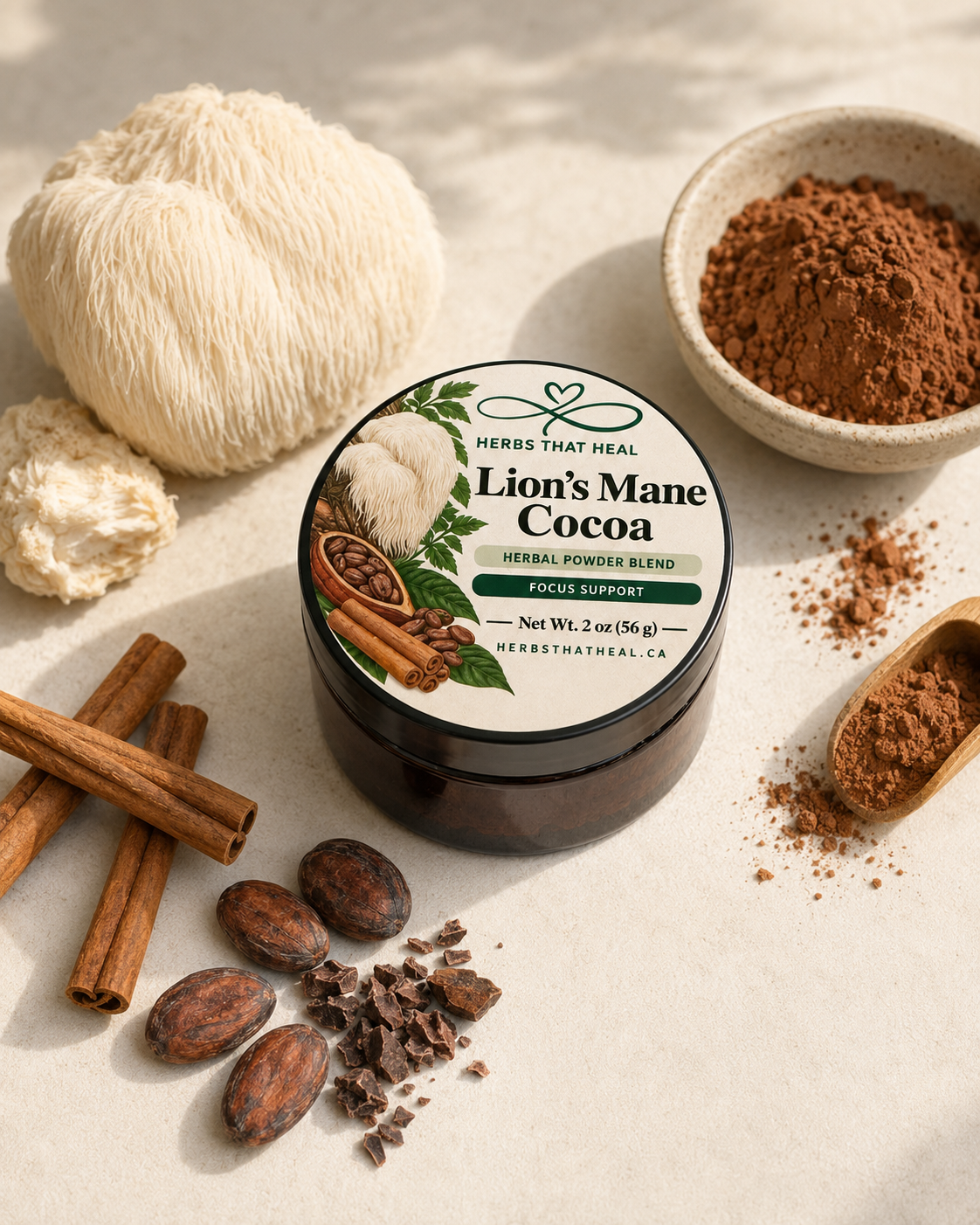 Lion’s Mane Cocoa Herbal Powder Blend